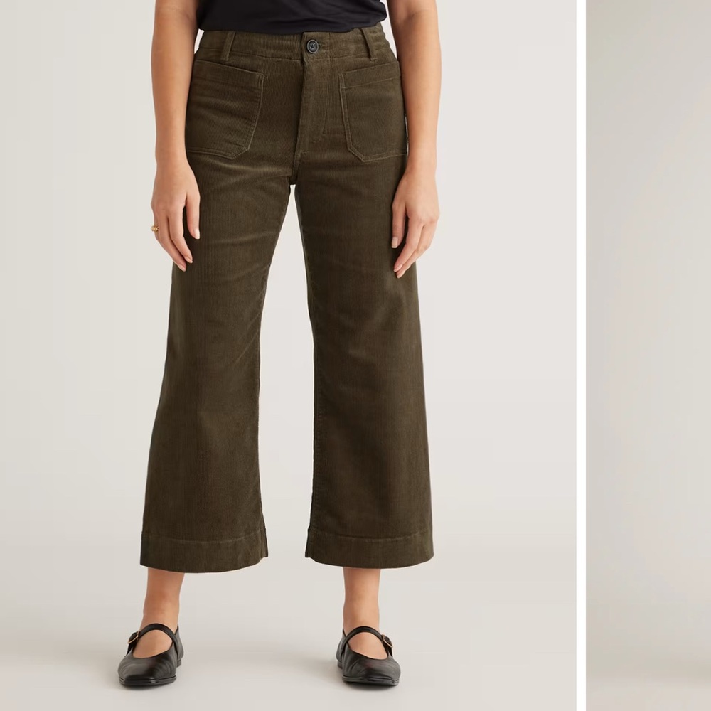 Quince Olive Wide-Leg Corduroy Pants